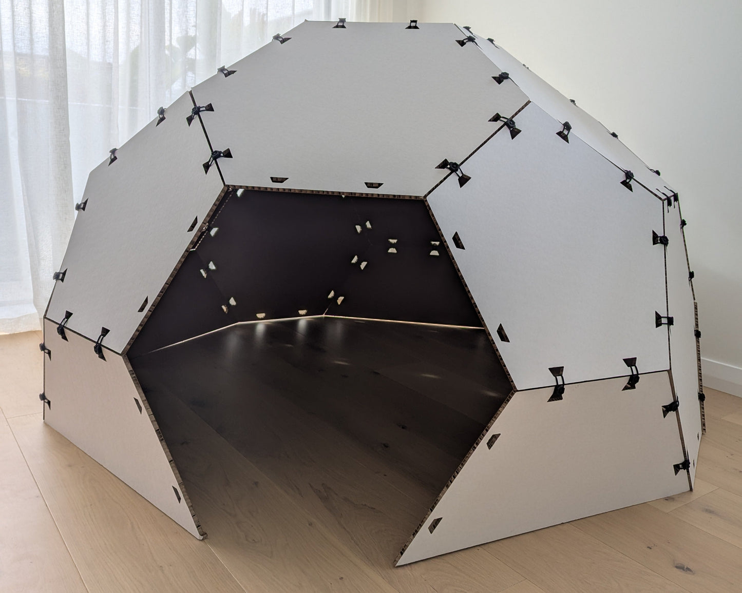 Big Pod half truncated icosahedron assembled showing 2 meter width - large Australian made family cubby