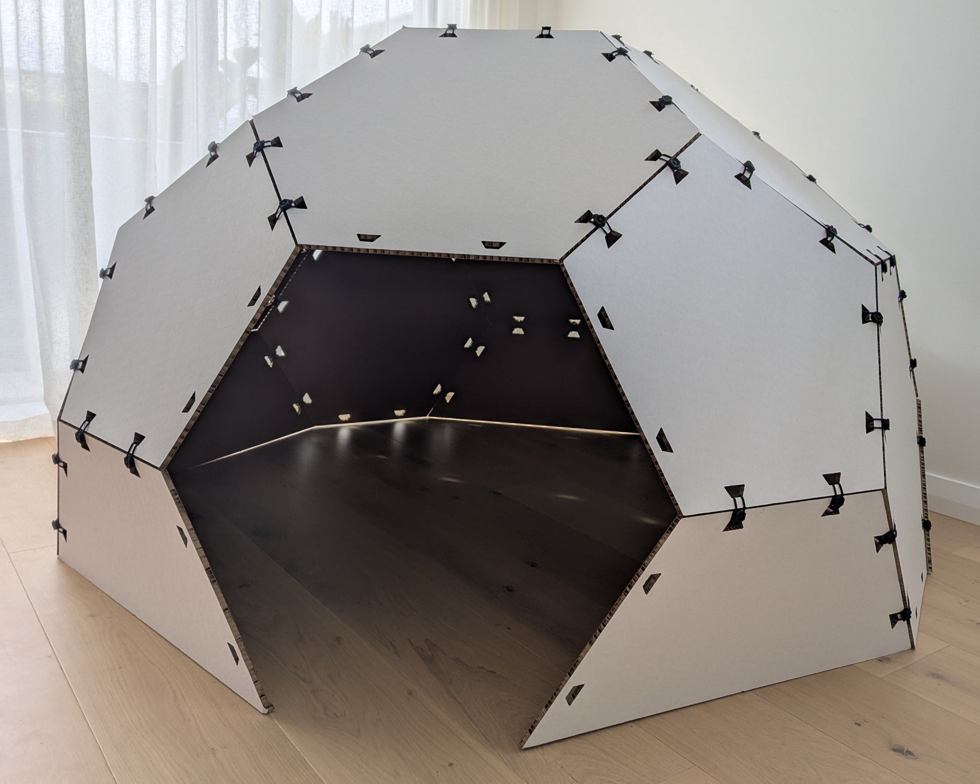 Big Pod half truncated icosahedron assembled showing 2 meter width - large Australian made family cubby